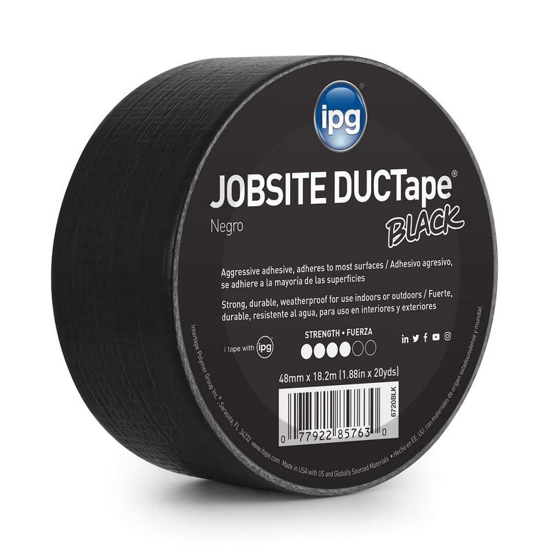 IPG JobSite DUCTape, Colored Duct Tape, 1.88" x 20 yd, Black (Single Roll) - Image 1